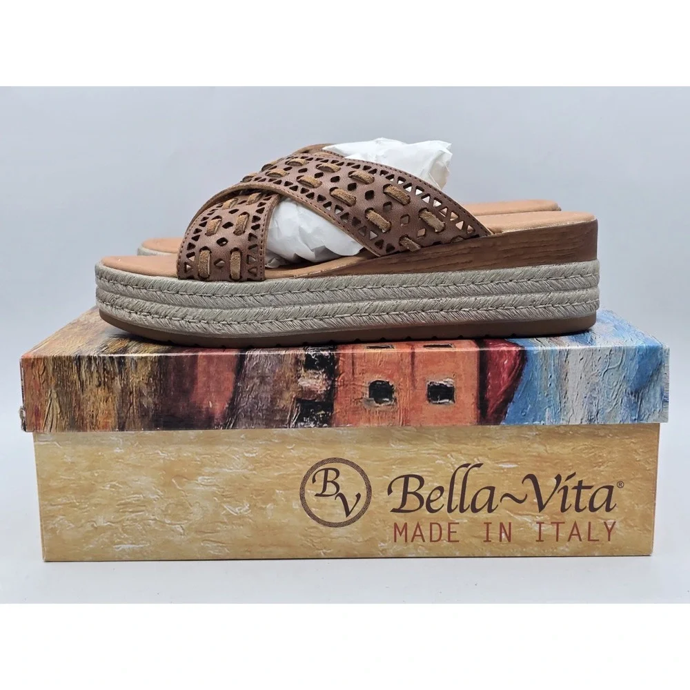 New BELLA VITA Women's Exa-Italy Espadrille Slide Sandal Suede Leather‎ Size 8 M